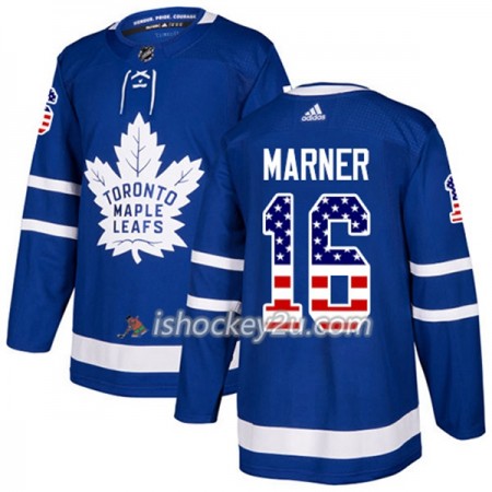 Mænd NHL Toronto Maple Leafs Trøje Mitchell Marner 16 Adidas 2017-2018 Blå USA Flag Fashion Authentic
